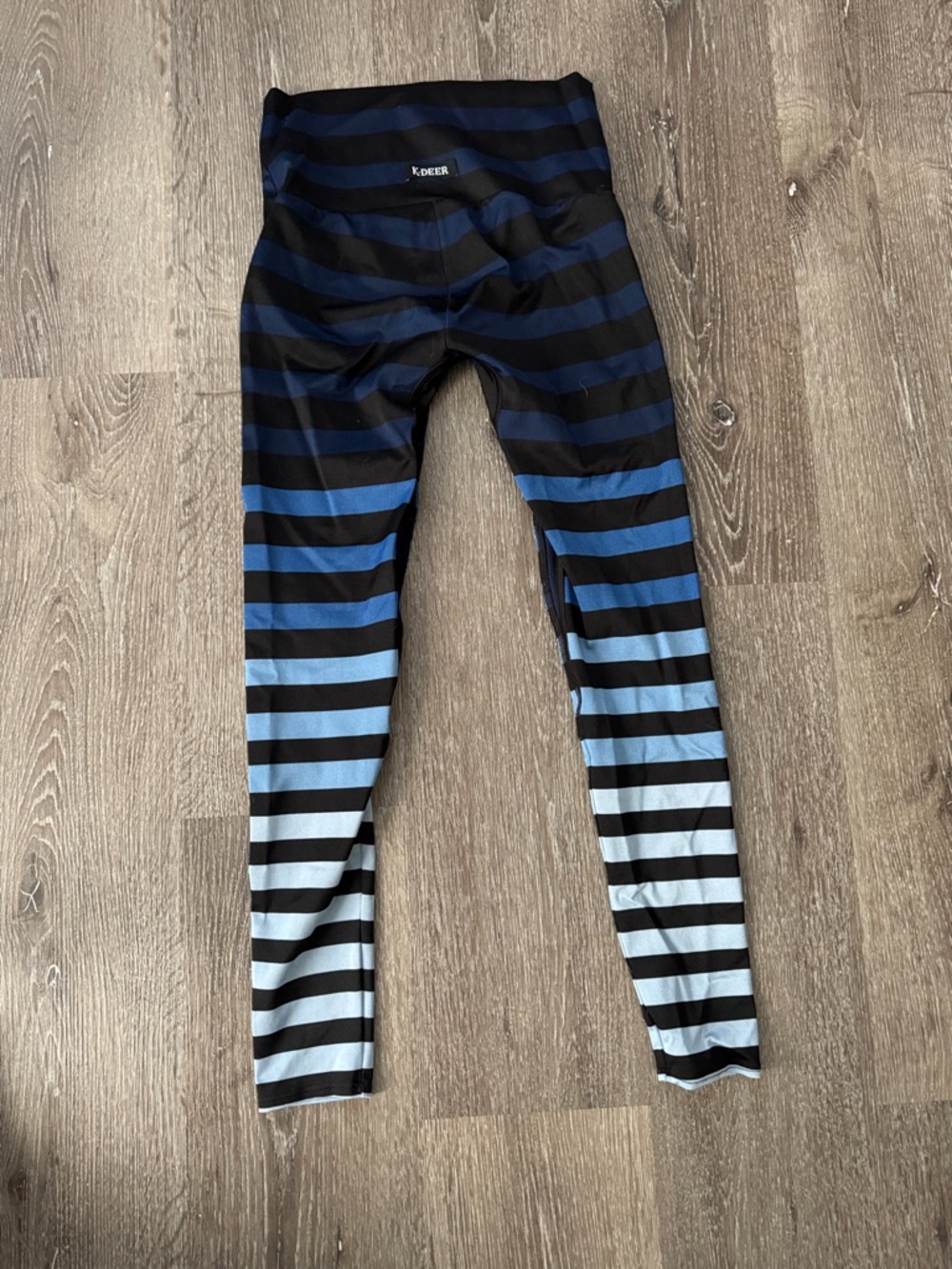 K-DEER Blue & Black Ombre Striped Leggings
